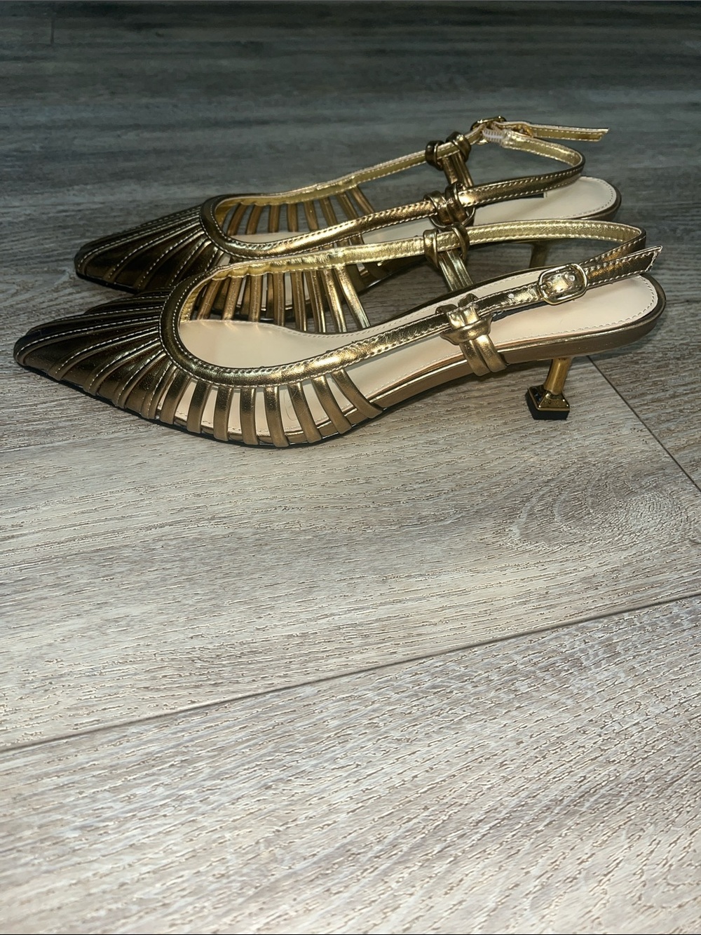 Nine West Metallic Gold Pointed Slingback Flats - Picture 2 of 2